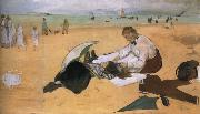Edouard Manet On the beach,Boulogne-sur-Mer Spain oil painting artist